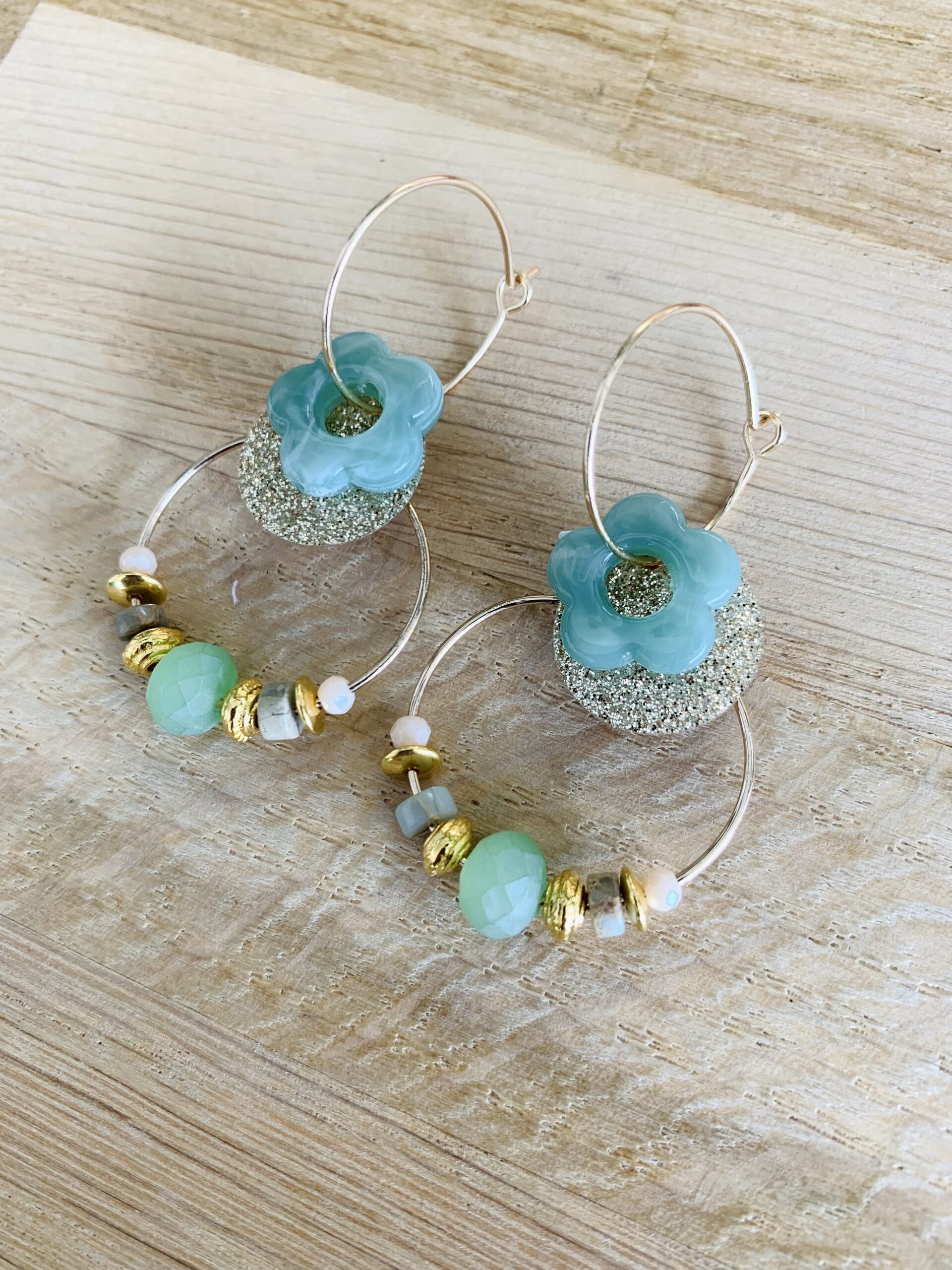 Boucles d’Oreilles ANAE vert d’eau