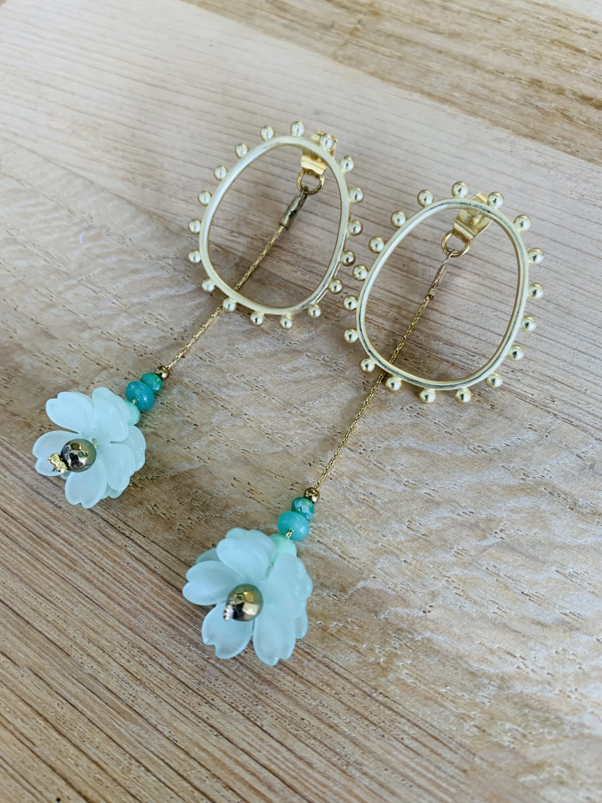 Boucles d’Oreilles AMAZONE vert d’eau