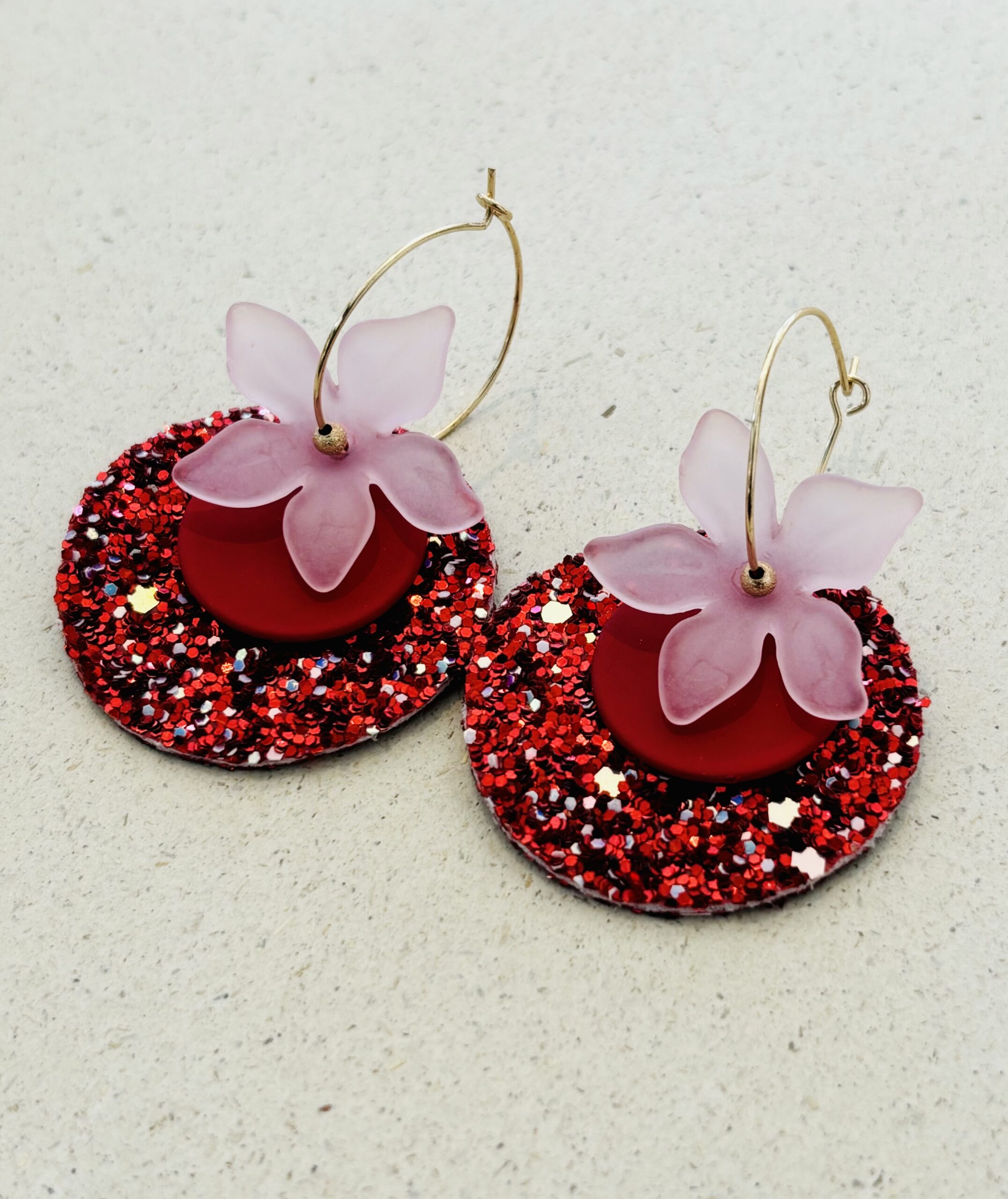 Boucles d’oreilles CAMELIA rouge