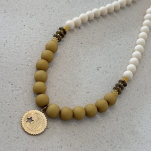 Collier FELICIE vert, beige