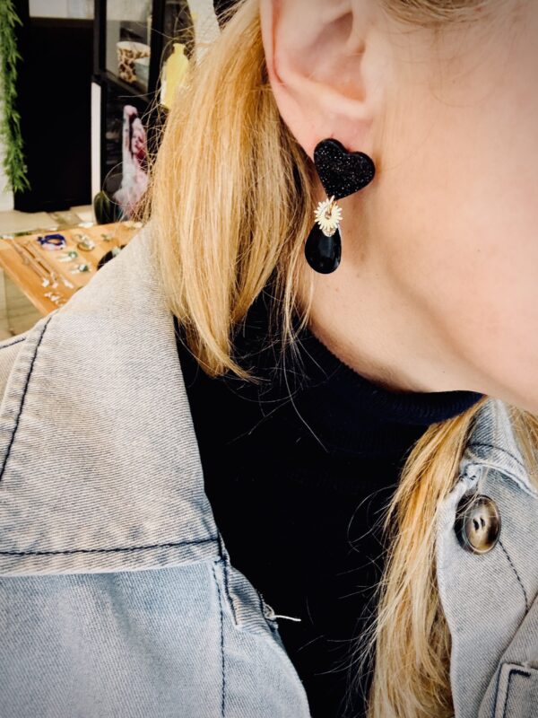 Boucles d'oreilles CHIC noir – Image 2