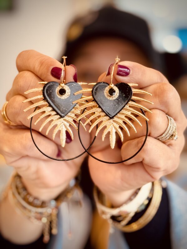 Boucles d'oreilles POSITIVE noir