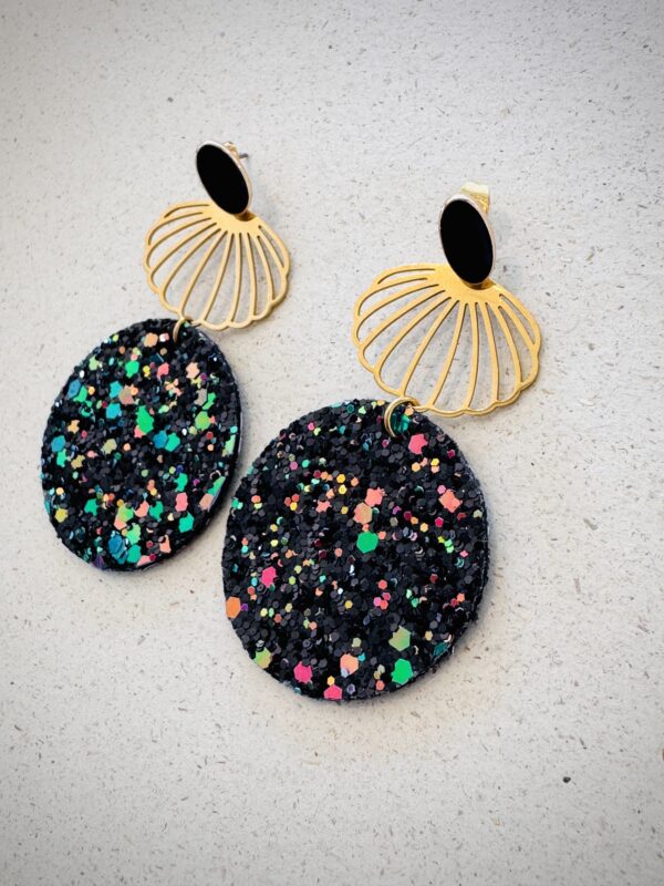 Boucles d'oreilles CHALEUREUSE noir multicolore – Image 2