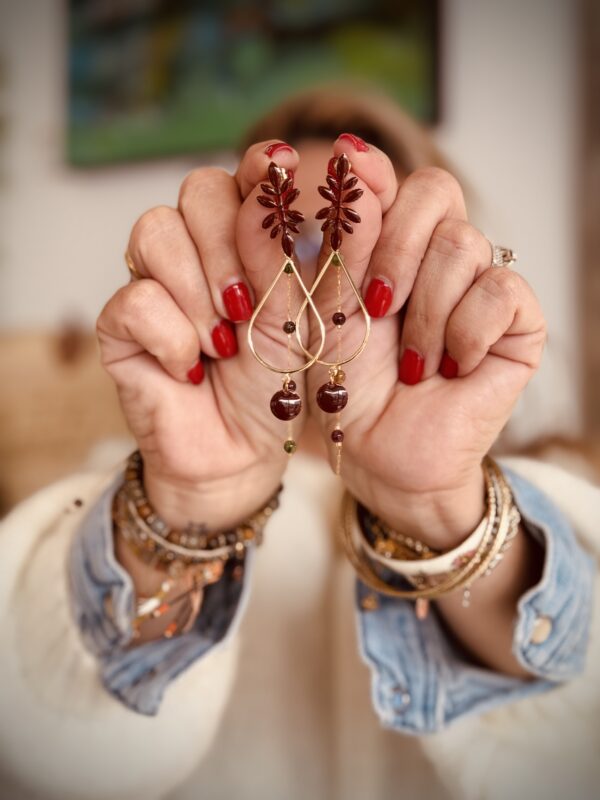 Boucles d'oreilles EVA bordeaux