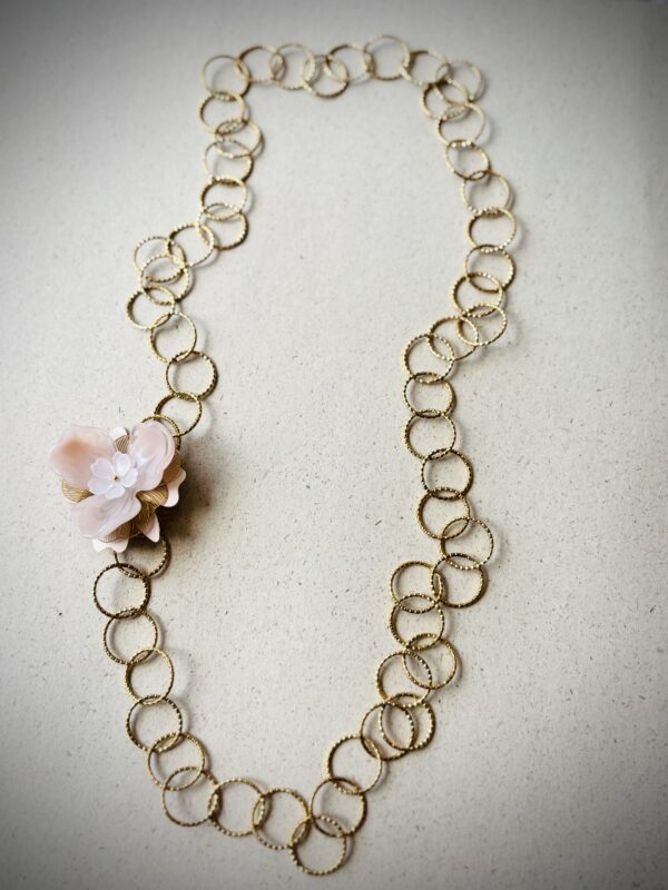 Collier long Poly rose pâle
