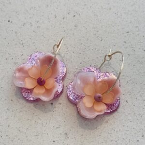 Boucles d'oreilles LAURE rose, orange