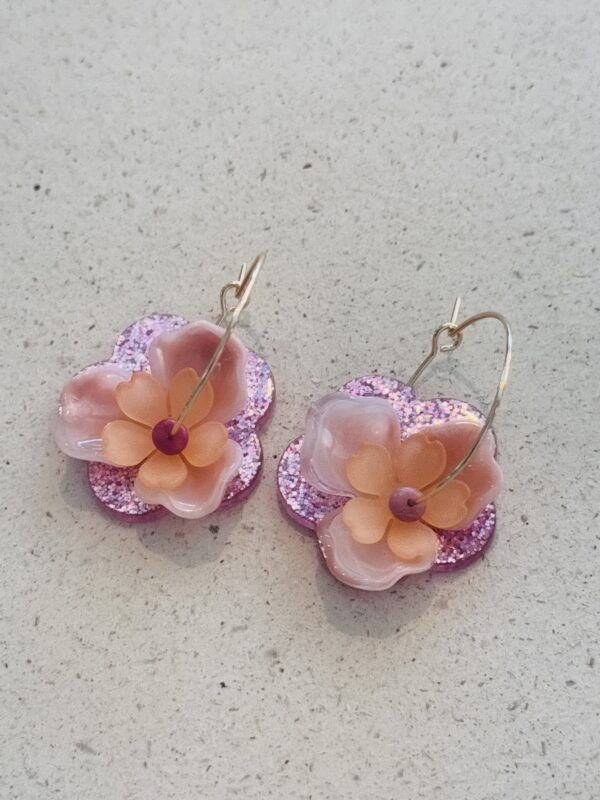Boucles d'oreilles LAURE rose, orange