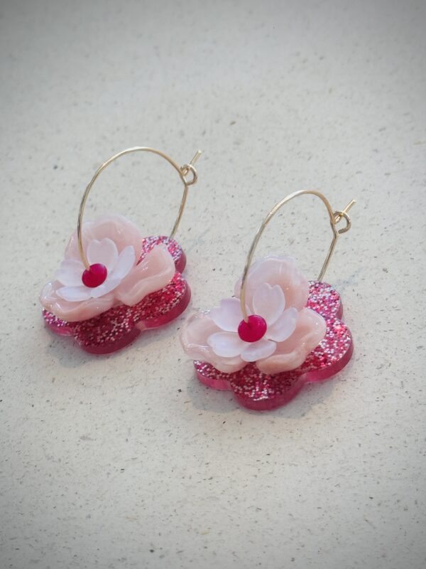 Boucles d'oreilles LAURE framboise