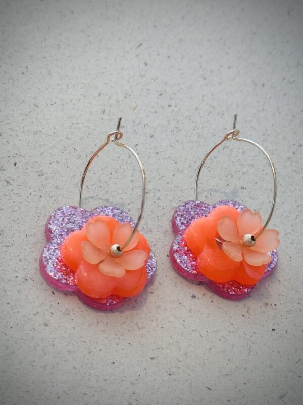 Boucles d'oreilles LAURETTE rose,orange – Image 2