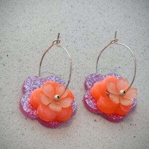 Boucles d'oreilles LAURETTE rose,orange