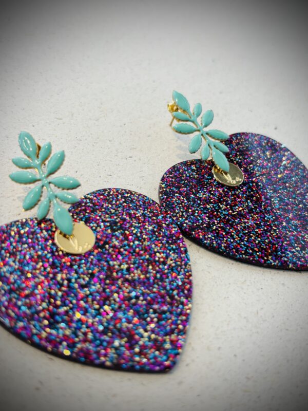 Boucles d'oreilles ZOE paillette violet vert d'eau – Image 2