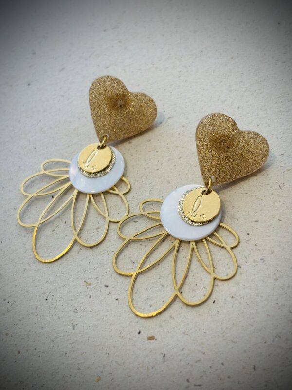 Boucles d'oreilles ODINE beige, blanc