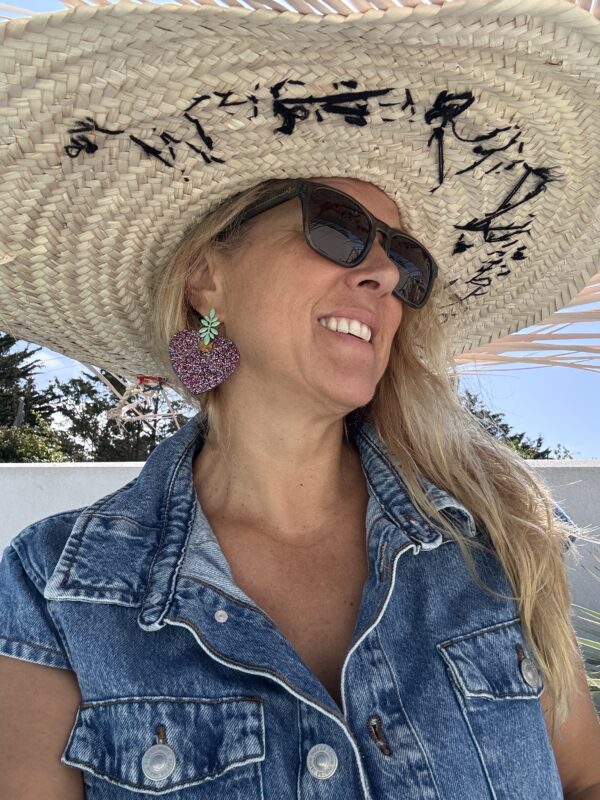 Boucles d'oreilles ZOE paillette violet vert d'eau – Image 3