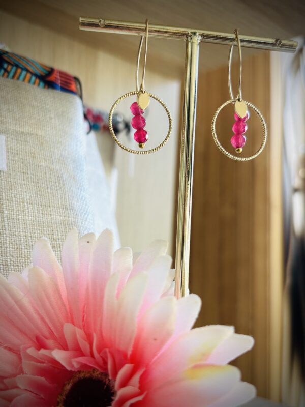 Boucles d'oreilles AMANDA rose – Image 3