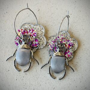 Boucles d'oreilles SCARABEÏ argenté/gris