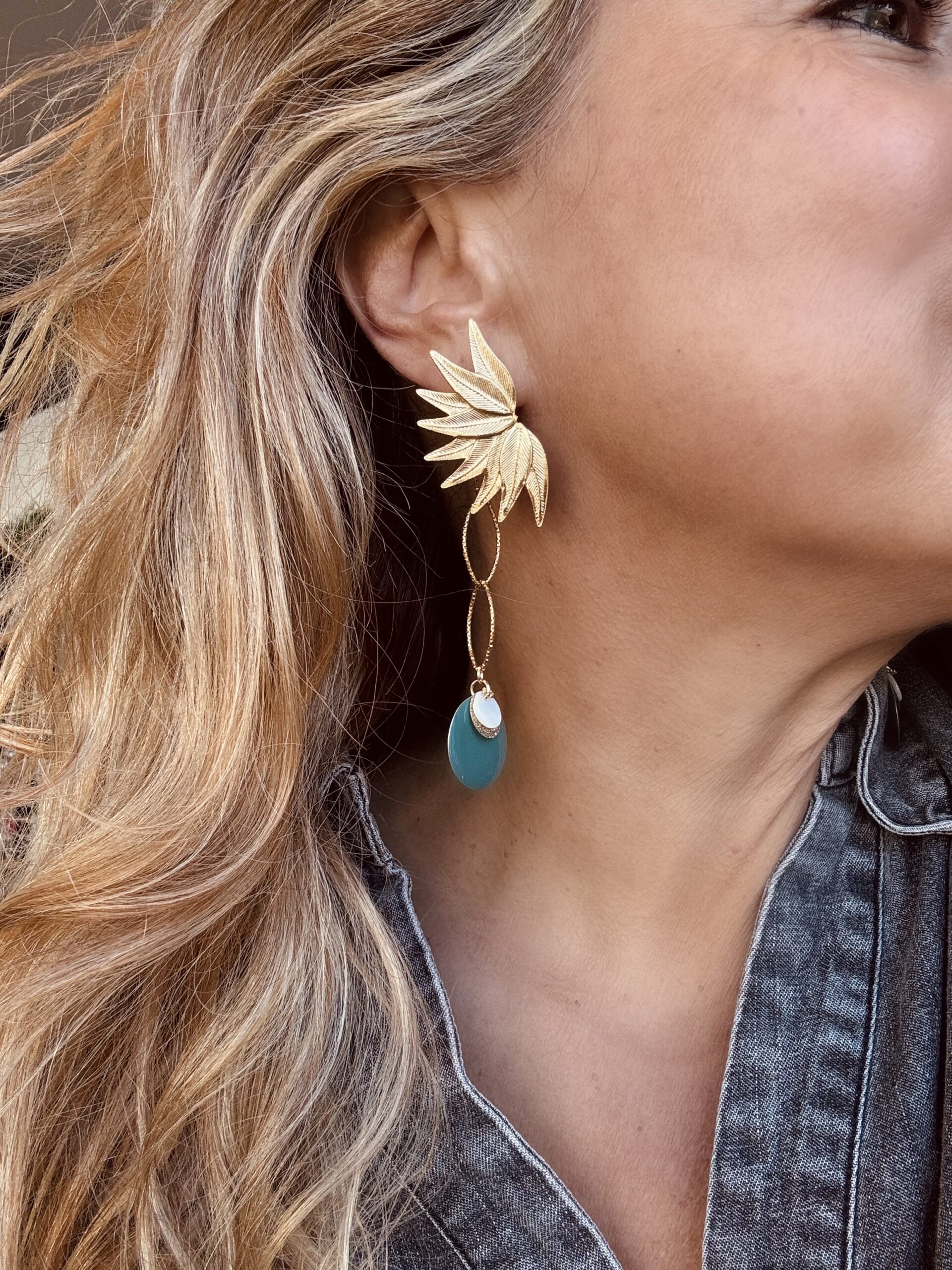 Boucles d'oreilles NOVA bleu vert – Image 5