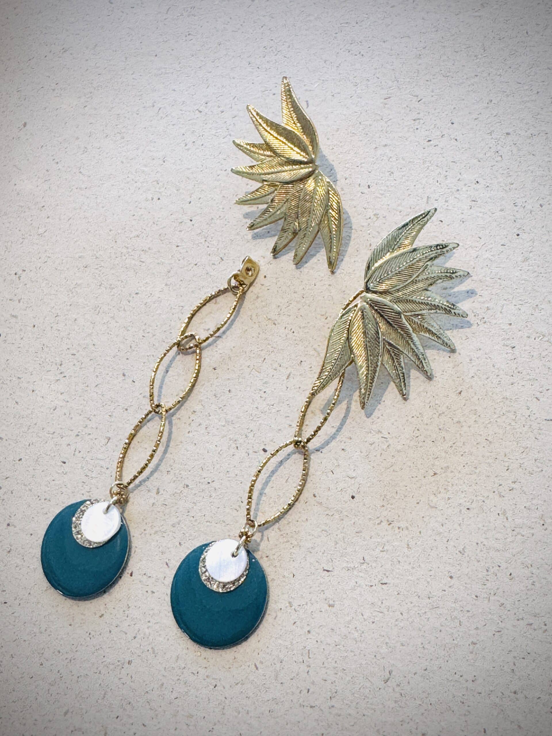 Boucles d'oreilles NOVA bleu vert