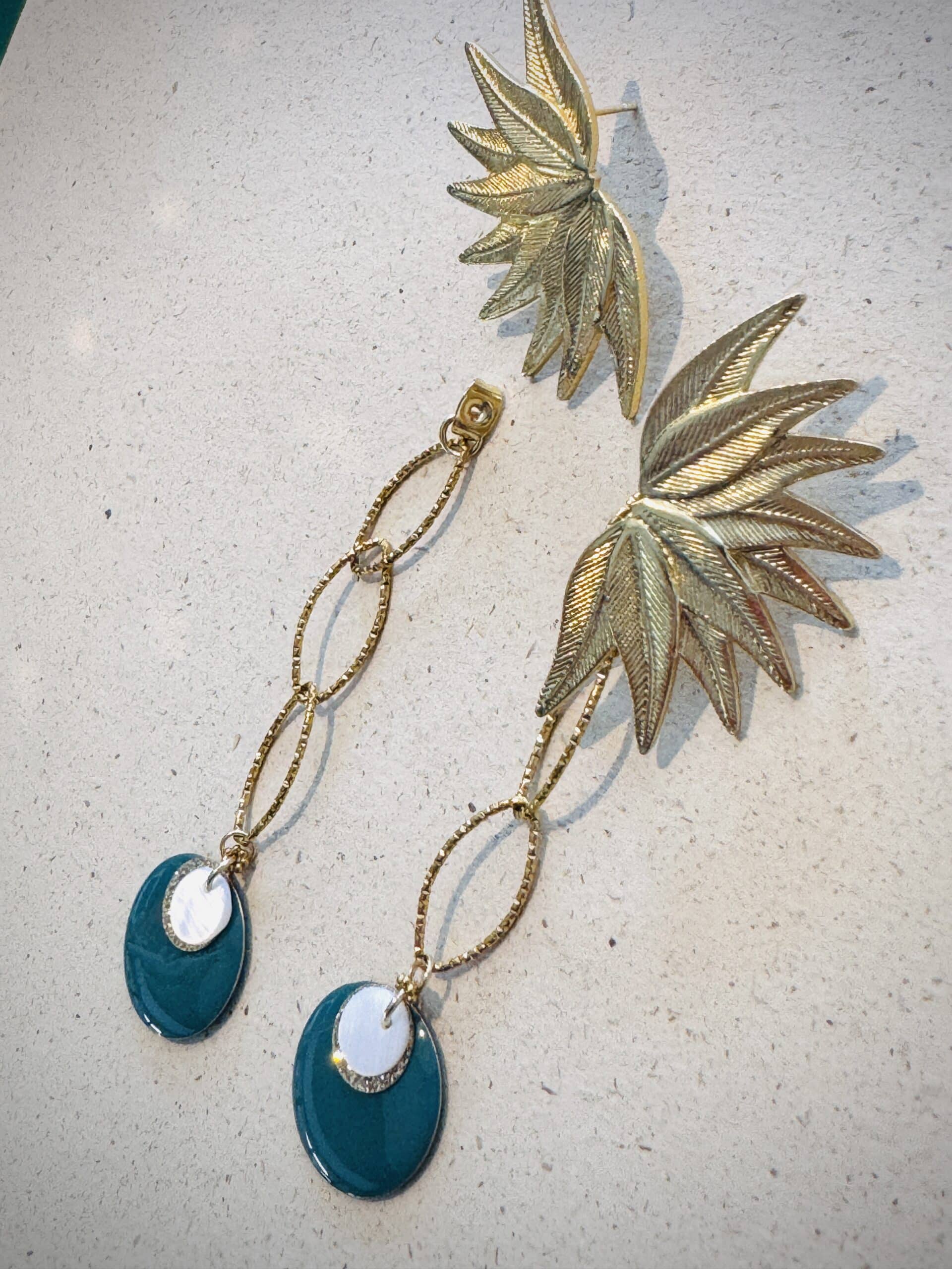 Boucles d'oreilles NOVA bleu vert – Image 3