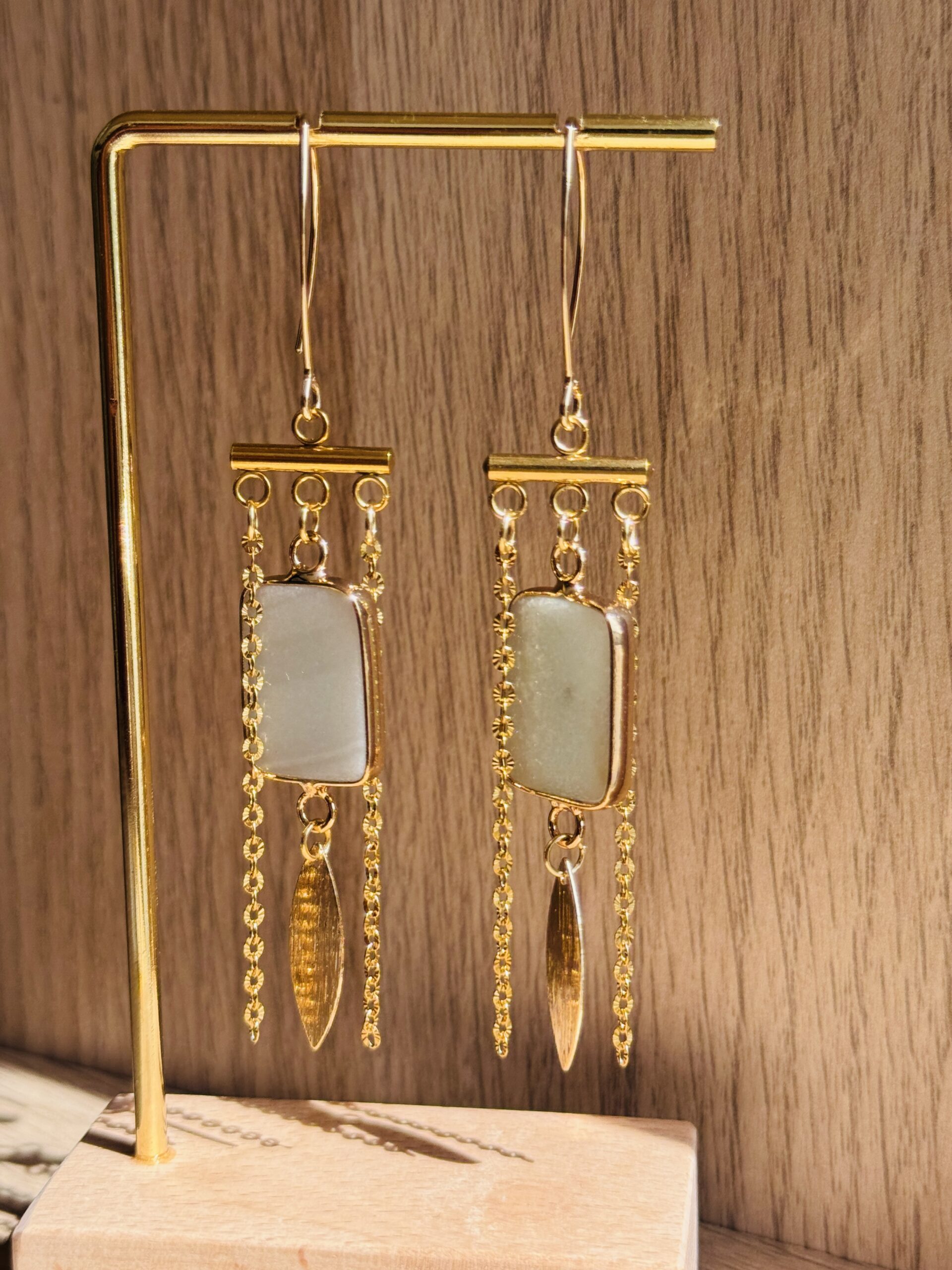 Boucles d'oreilles AMBRE vert d'eau – Image 3