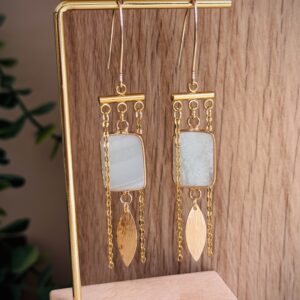 Boucles d'oreilles AMBRE vert d'eau
