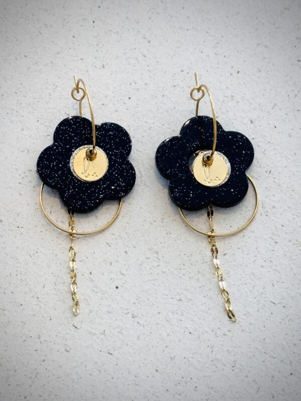 Boucles d'oreilles MAGDA noir pailleté