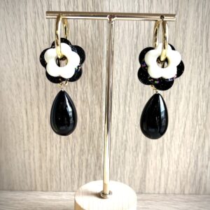 Boucles d'oreilles RITA noir, blanc