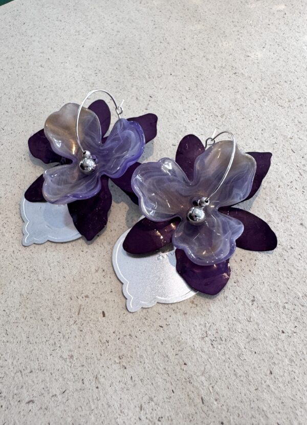 Boucles d'oreilles VIOLETTE  prune