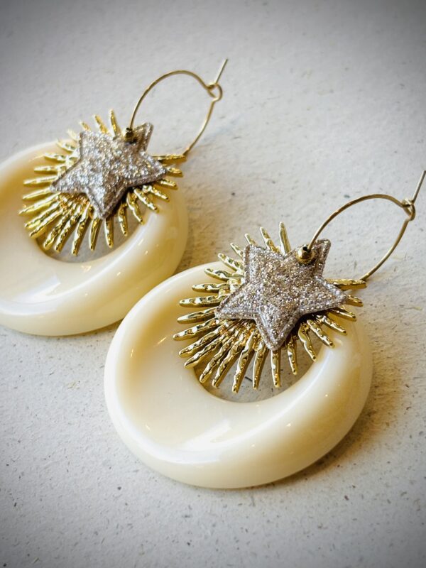 Boucles d'oreilles SOLENE crème – Image 2