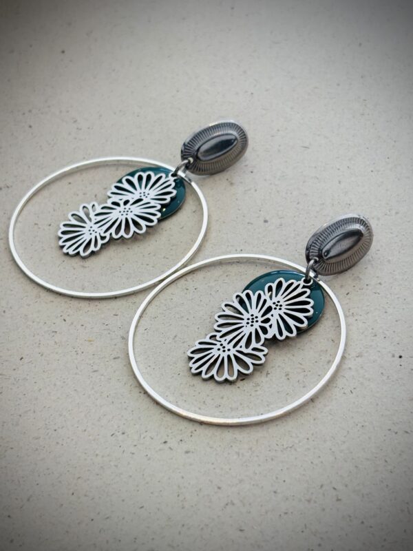 Boucles d'oreilles JOSEPHINE bleu vert – Image 2