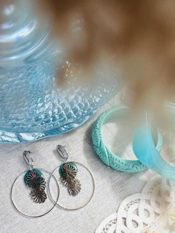 Boucles d'oreilles JOSEPHINE bleu vert – Image 3