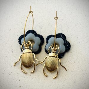 Boucles d'oreilles JADE noir, gris