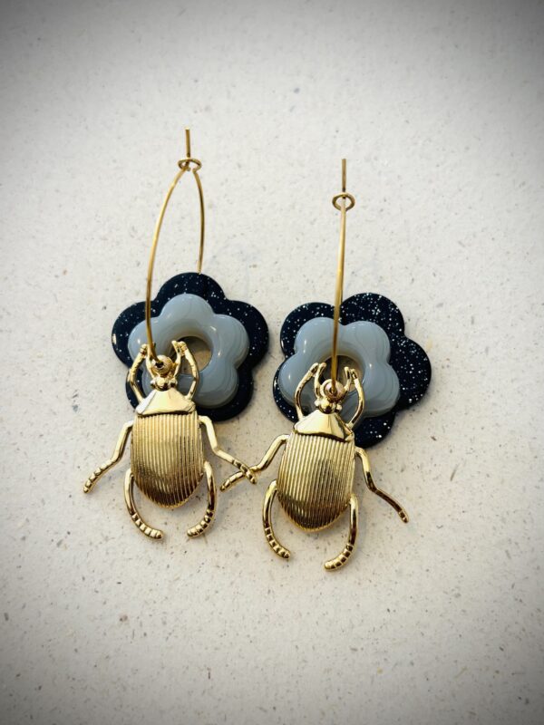 Boucles d'oreilles JADE noir, gris