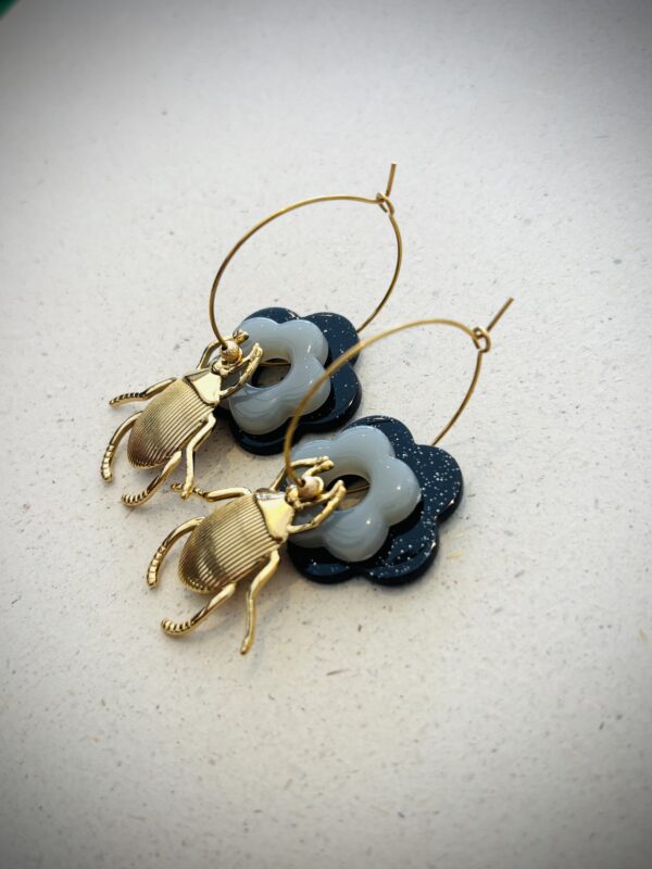 Boucles d'oreilles JADE noir, gris – Image 2