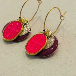 Boucles d'oreilles AGATE rose, prune