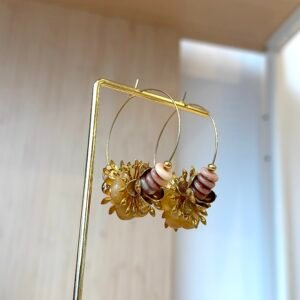 Boucles d'oreilles VALERIA marron, moutarde