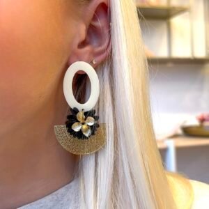 Boucles d'oreilles NATALIA crème, noir