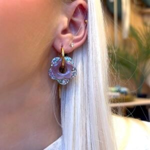 Boucles d'oreilles BALA mauve doré