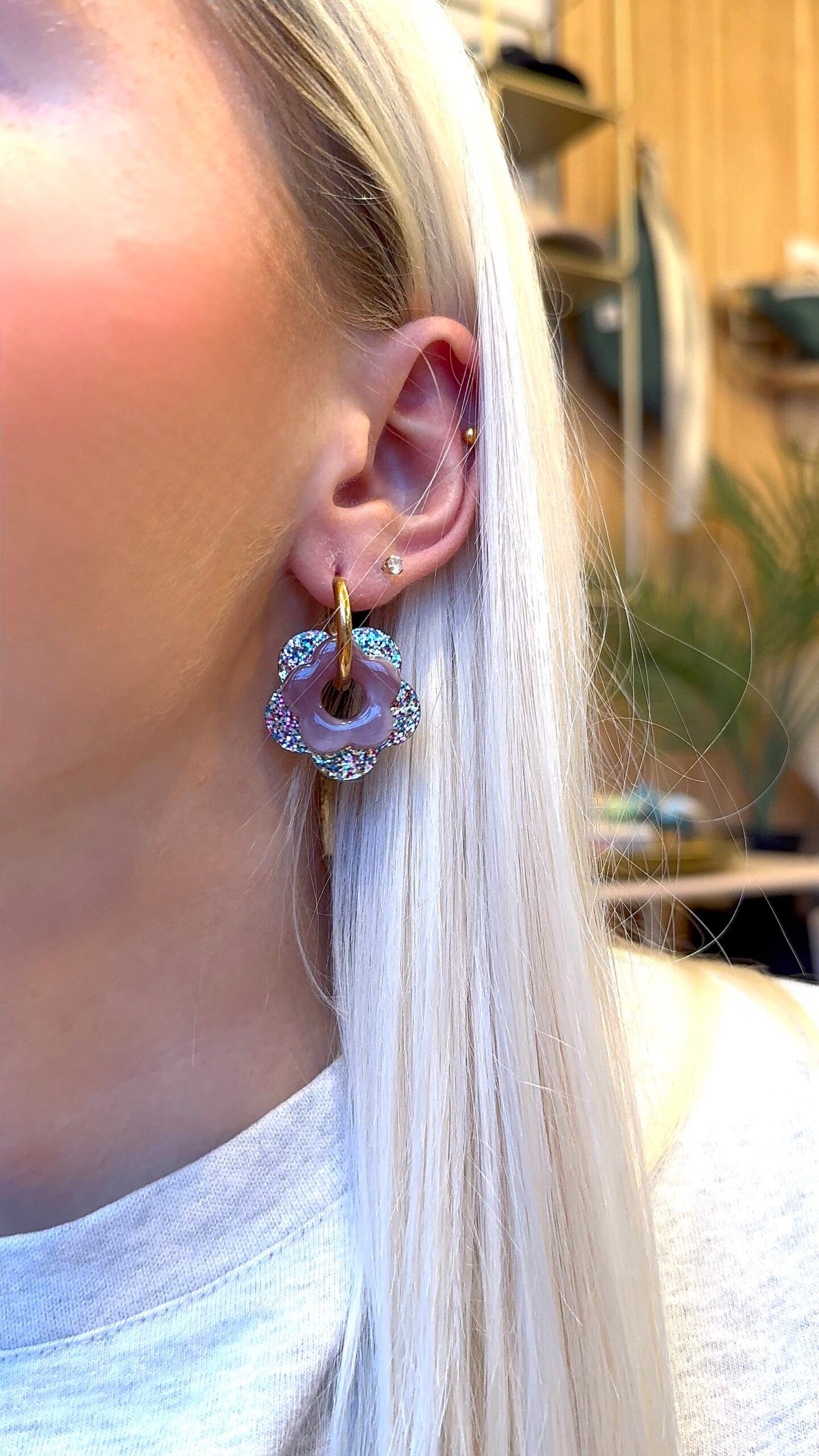 Boucles d'oreilles BALA mauve doré