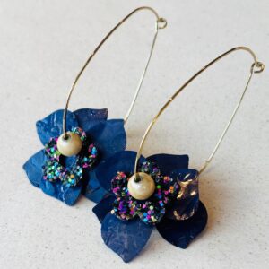 Boucles d'oreilles YNE bleu