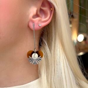 Boucles d'oreilles SOLAIRE marron argenté