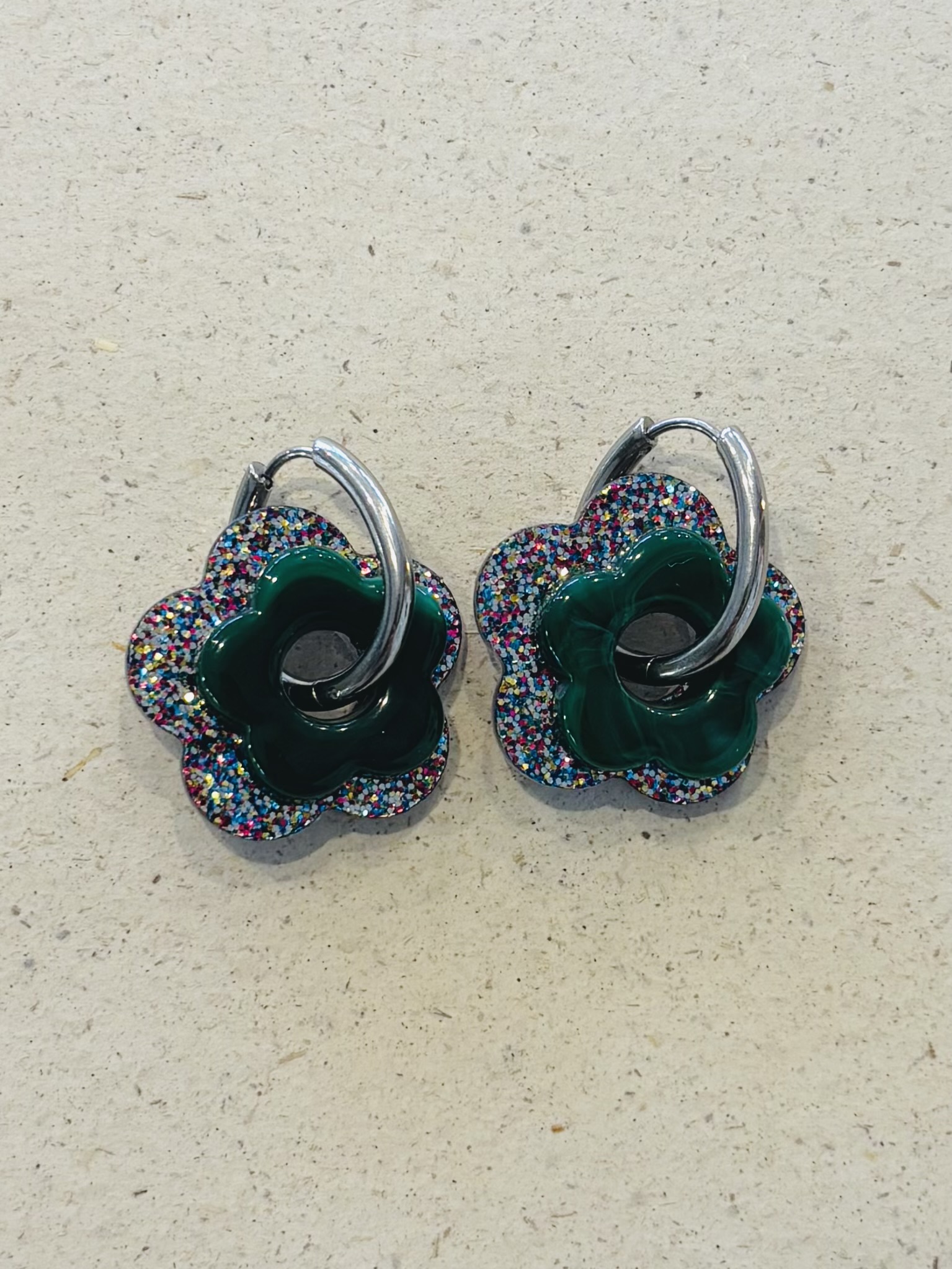 Boucles d'oreilles BALA vert multicolore