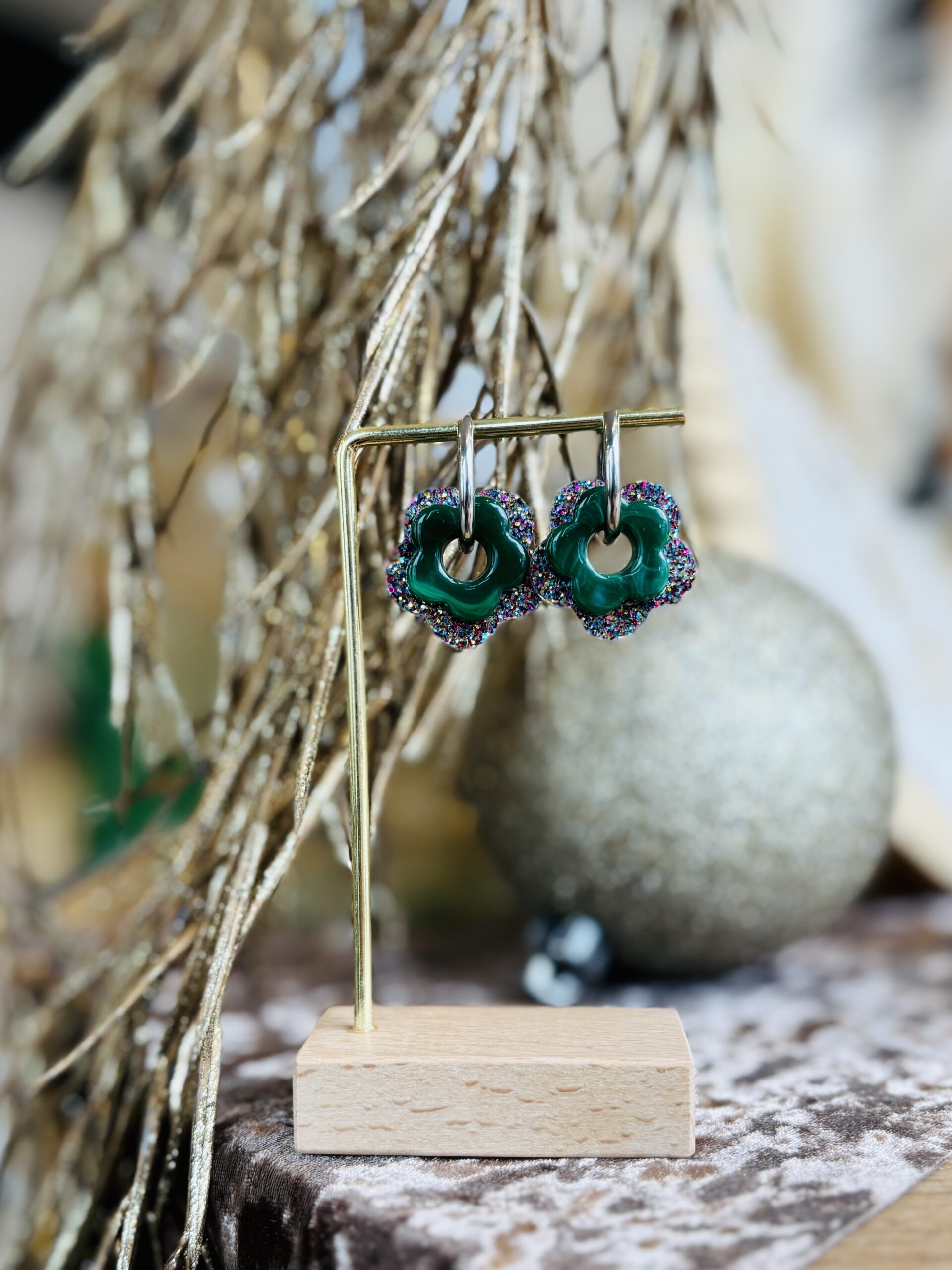 Boucles d'oreilles BALA vert multicolore – Image 2