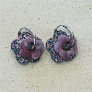 Boucles d'oreilles BALA mauve argent