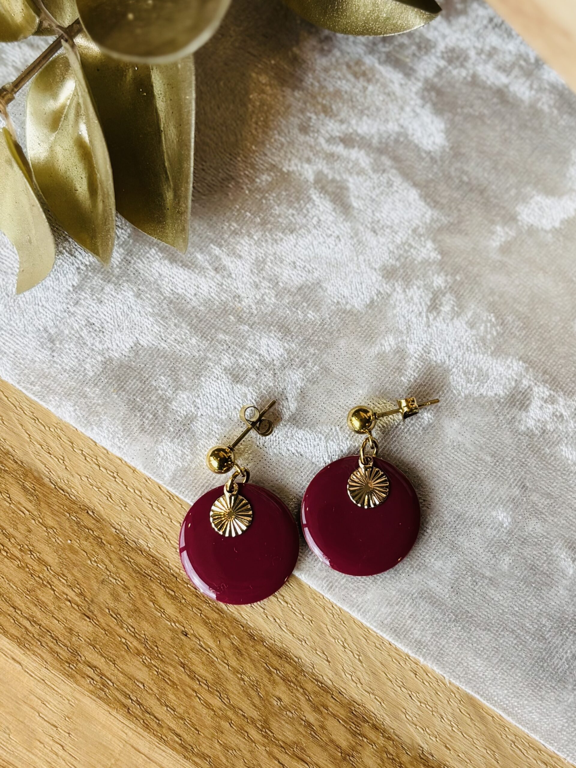 Boucles d'oreilles CATHRINA bordeaux – Image 2