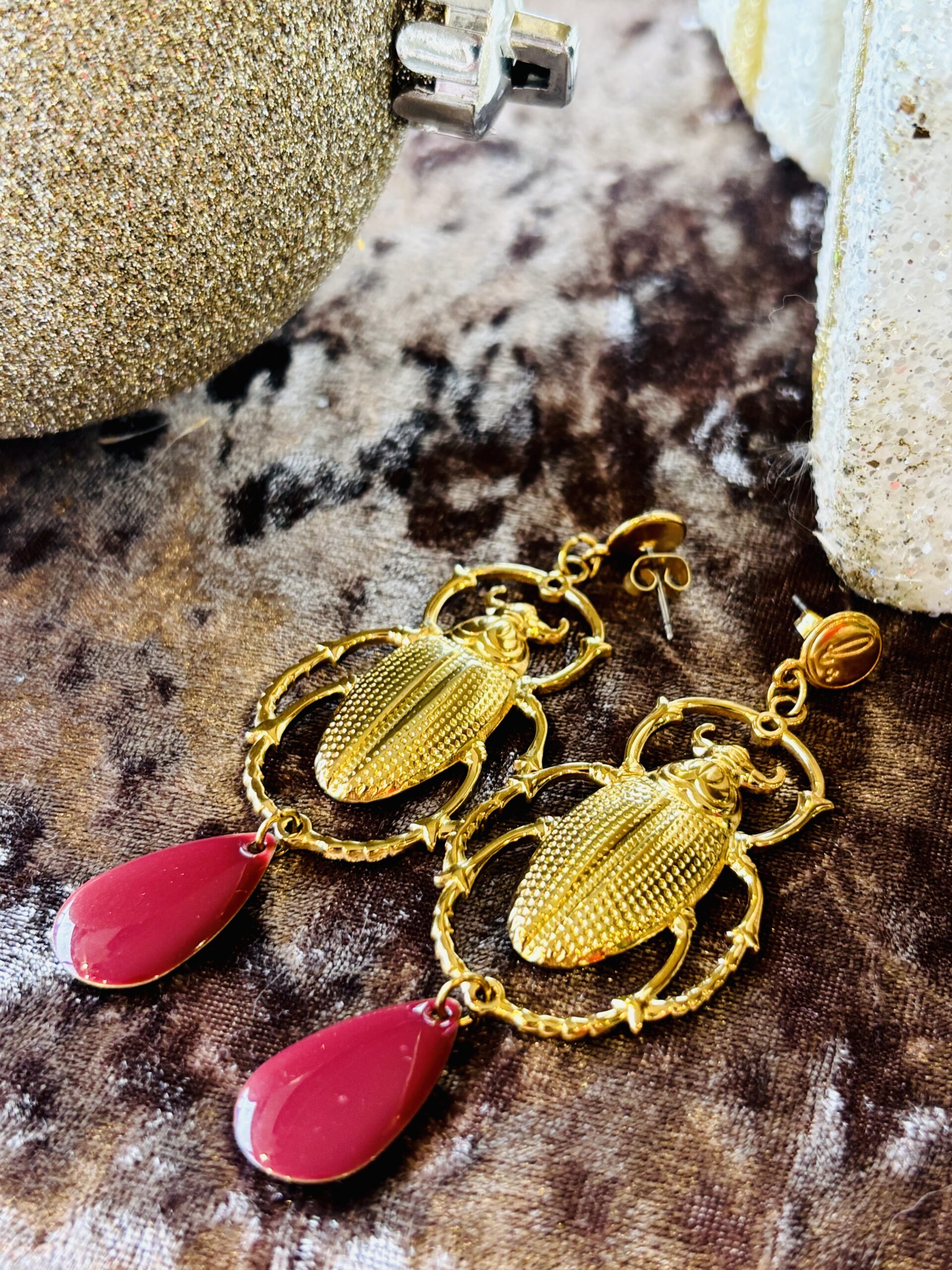 Boucles d'oreilles ROMANE bordeaux – Image 3