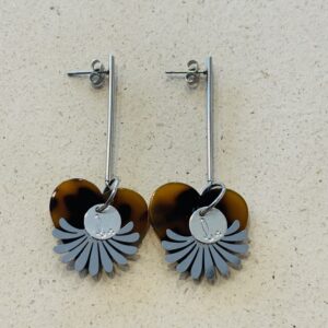 Boucles d'oreilles SOLAIRE marron argenté