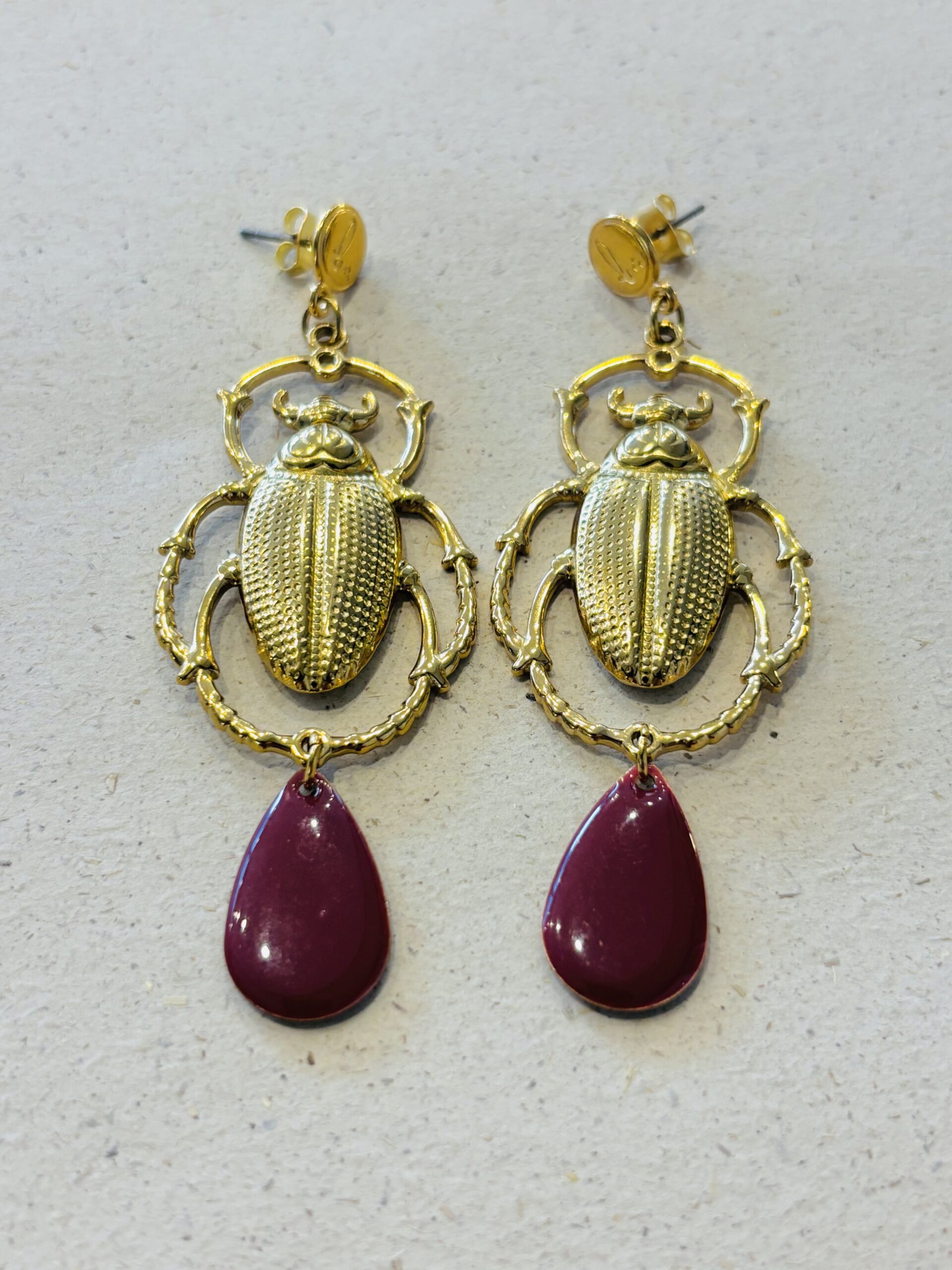 Boucles d'oreilles ROMANE bordeaux
