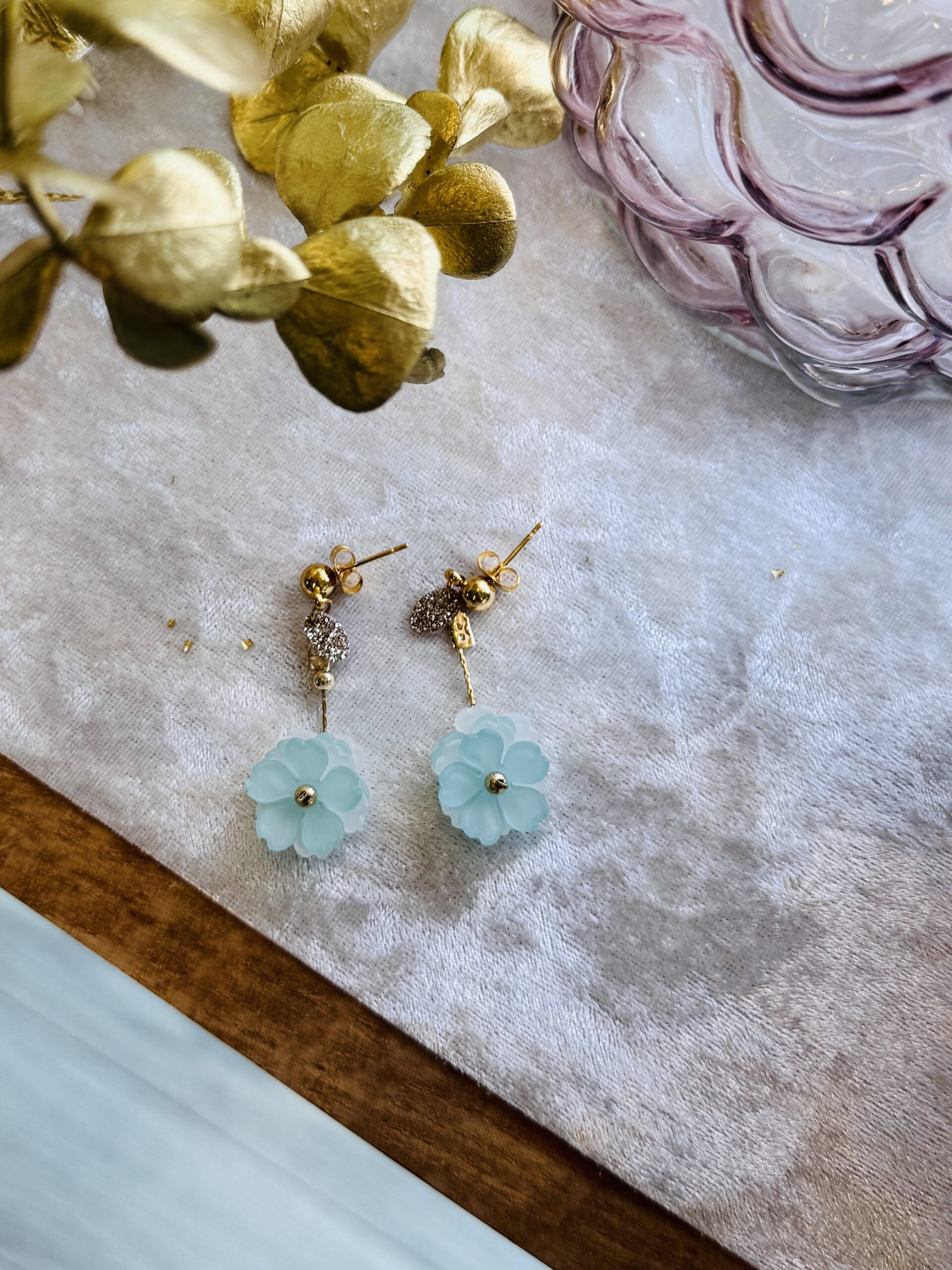 Boucles d'oreilles MARGUERITE vert d'eau – Image 2