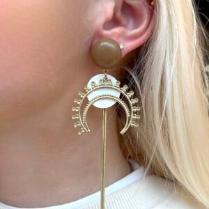 Boucles d'oreilles GLADYS blanc, marron