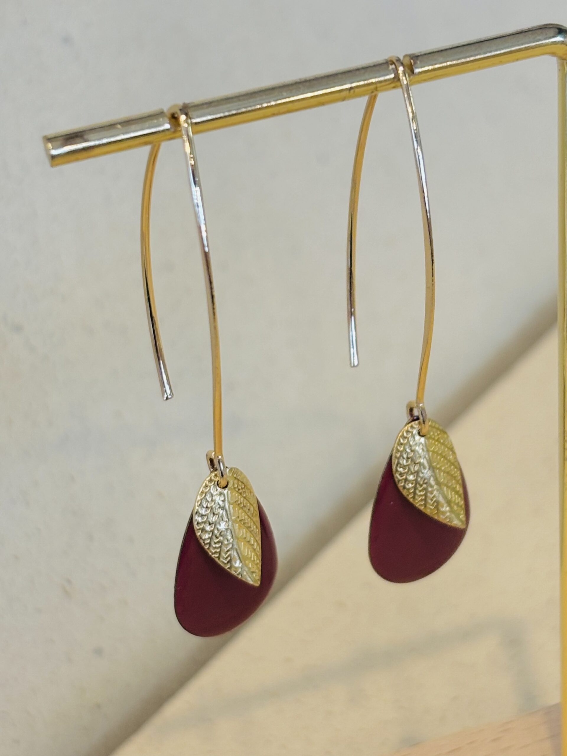 Boucles d'oreilles ELEN bordeaux